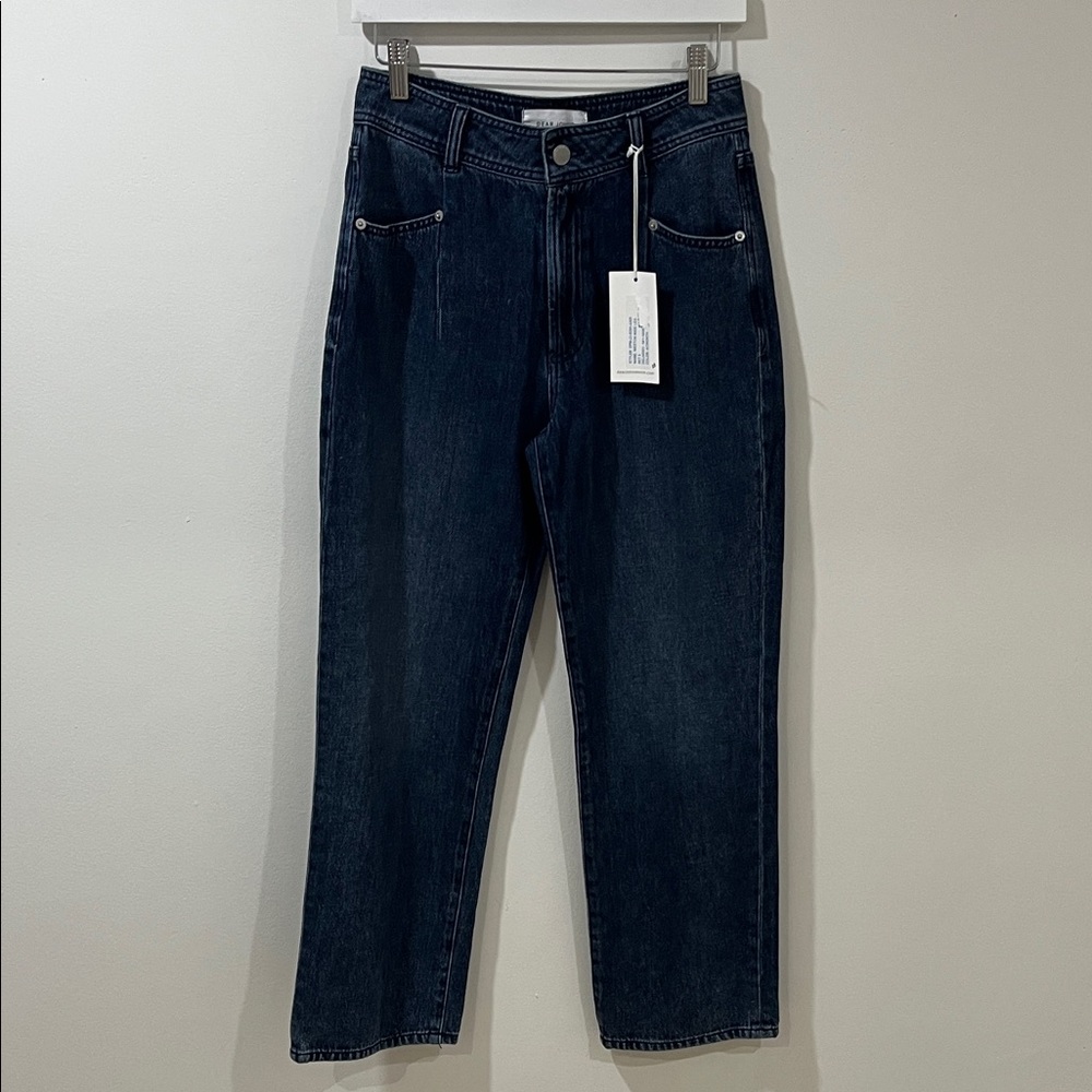 NWT Dear John Women’s Jeans 27 Wide Leg Straight Leg Dark Denim Stretchy Seam